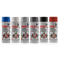 E-TECH XHT Xtremely High Temperature Paint Range Cans - blue, white, silver, graphite, black, red
